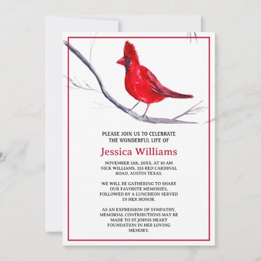 Invitation Mémorial du Cardinal Rouge pour la célébration de (Devant)