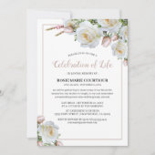 Invitation Mémorial élégant de la rose blanche | Célébration (Devant)