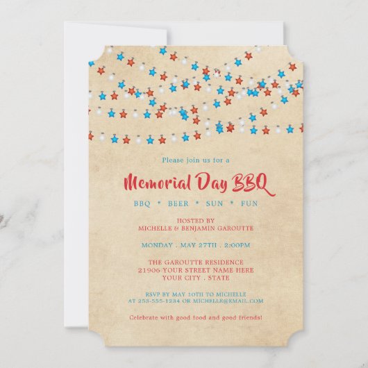 Invitation Mémorial Etoiles à cordes BBQ (Devant)