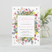 Invitation Mémorial floral brillant Fête de la vie (Debout devant)