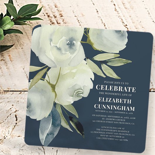 Invitation Mémorial floral d'aquarelle moderne