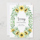 Invitation Mémorial funéraire de la couronne de tournesol (Devant)