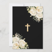 Invitation Mémorial funéraire de la photo florale d'or noir (Dos)