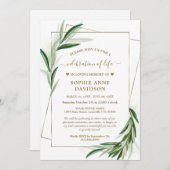 Invitation Mémorial funéraire doré des Feuilles d'Olivier (Devant / Derrière)