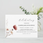 Invitation Mémorial funéraire rose et blanc de pavot (Debout devant)