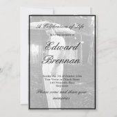 Invitation Mémorial funéraire simple noir blanc photo (Dos)