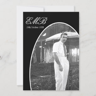 Invitation Mémorial funéraire simple noir blanc photo