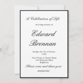 Invitation Mémorial funéraire simple photo (Dos)