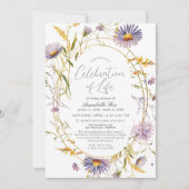 Invitation Mémorial funéraire violet Fleur sauvage (Devant)