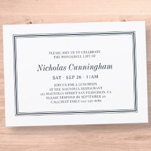 Invitation Memorial Funeral Classic et simple Elegant