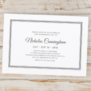 Invitation Memorial Funeral Classic Simple Élégant