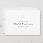 Invitation Memorial Funeral Modern Faux Gold Cross (Devant)