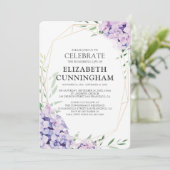 Invitation Mémorial géométrique floral de Hydrangea Lilac (Debout devant)