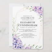 Invitation Mémorial géométrique floral de Hydrangea Lilac (Devant)