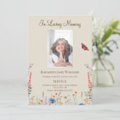 Invitation Memorial In Loving Memory Floral Ordre de service (Debout devant)