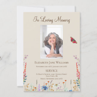 Invitation Memorial In Loving Memory Floral Ordre de service