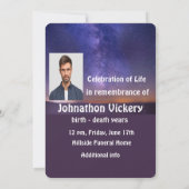 Invitation Memorial Keepsaké beau ciel étoilé (Dos)