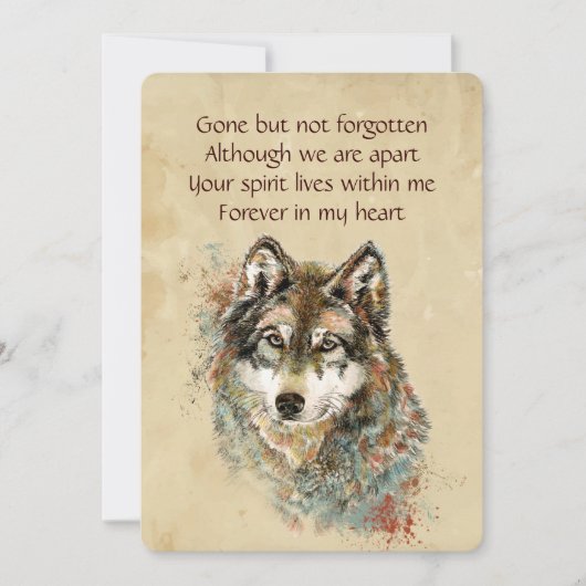 Invitation Memorial Keepsaké Wolf Wolf Animal art (Devant)