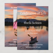 Invitation Memorial Photo Canoë canoë Paddle Lake Sunset (Devant / Derrière)