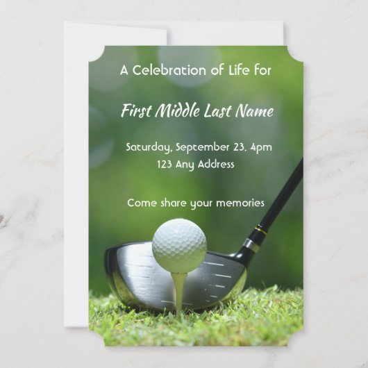 Invitation Memorial Photo Golf Course Golf Golf (Devant)