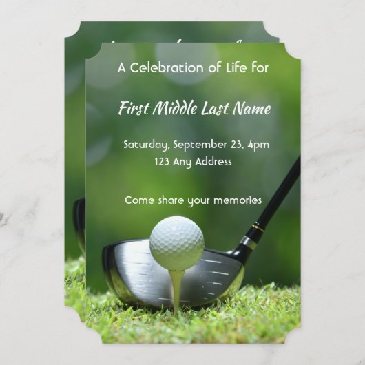 Invitation Memorial Photo Golf Course Golf Golf (Devant / Derrière)