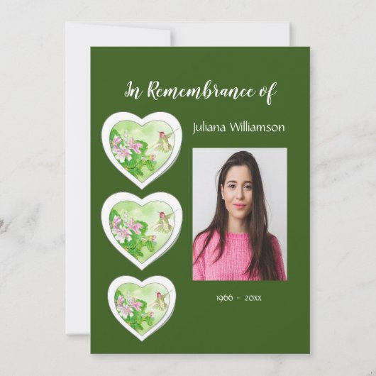 Invitation Memorial Photo Hummingbird Garden Oiseau Invitatio (Devant)