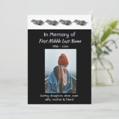 Invitation Memorial Photo Invite Graphic Art Feather Tribal (Debout devant)