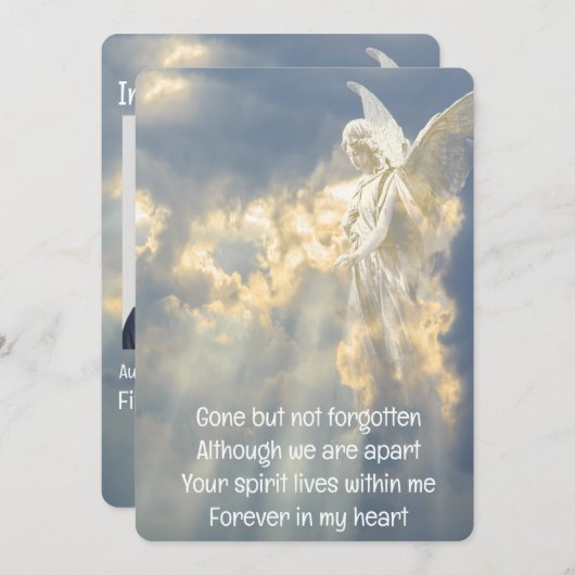 Invitation Mémorial Poche Keepsaké Angel Ciel nuages (Devant / Derrière)