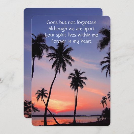 Invitation Memorial Poket Keepsaké Tropical Beach Paradise (Devant / Derrière)
