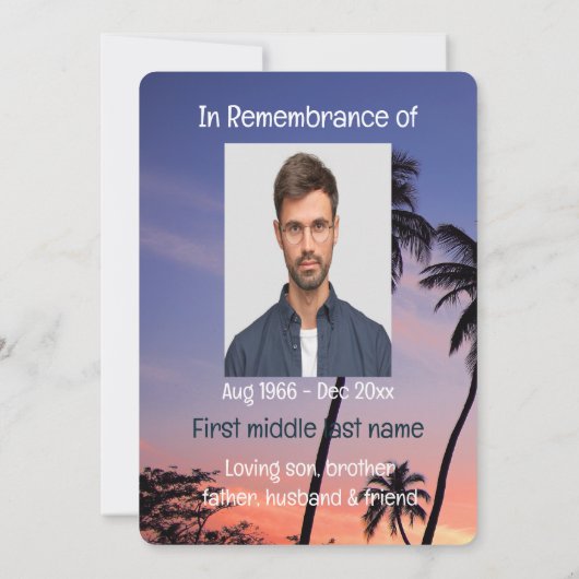 Invitation Memorial Poket Keepsaké Tropical Beach Paradise (Dos)