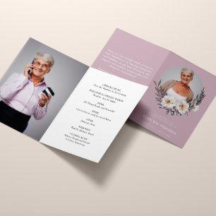 Invitation Mémorial rose floral ordre de service