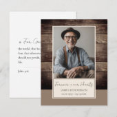 Invitation Memorial Rusitc Wood Photo Funeral Keepsaké (Devant / Derrière)