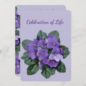 Invitation Memorial Service African Violet Houseplant (Devant / Derrière)