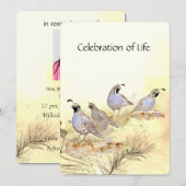 Invitation Memorial Service California Quail Bird Group (Devant / Derrière)