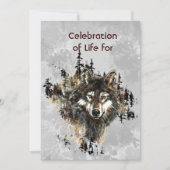 Invitation Memorial Service Invite Wolf Wolves Animal art (Devant)