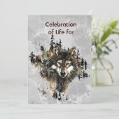 Invitation Memorial Service Invite Wolf Wolves Animal art (Debout devant)