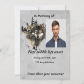 Invitation Memorial Service Invite Wolf Wolves Animal art (Dos)