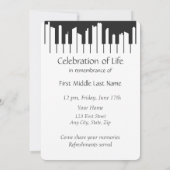 Invitation Memorial Service Piano Musicien Cityscape (Dos)