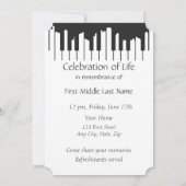 Invitation Memorial Service Piano Musicien Cityscape (Dos)