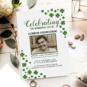 Invitation Mémorial Trèfle Shamrock Funérailles Irlandaises
