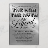 Invitation Men’s Milestone Birthday Party, Silver Metal Look, (Devant)