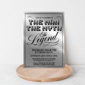 Invitation Men’s Milestone Birthday Party, Silver Metal Look,