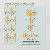 Invitation Ménage de la maison Nouvelle Maison Clé Florales M (Devant / Derrière)