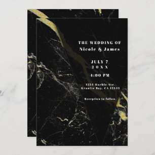 Invitation Ménage en marbre noir minimal mariage élégant