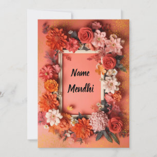 Invitation mendhi orange coloré