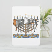 Invitation Menorah drôle de Hanukkah pour chats de Meowzel (Debout devant)