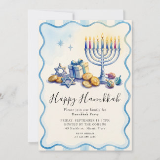Invitation Ménorah élégante Fête de Hanukkah Célébration juiv