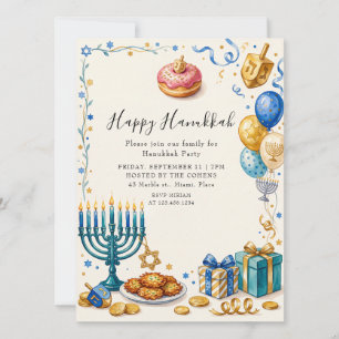 Invitation Ménorah élégante Fête de Hanukkah Célébration juiv