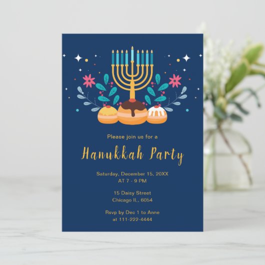 Invitation Menorah Hanukkah Party (Debout devant)