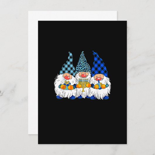 Invitation Menorah juive Trois Gnomes Joyeux Chanukah Gnome H (Devant / Derrière)